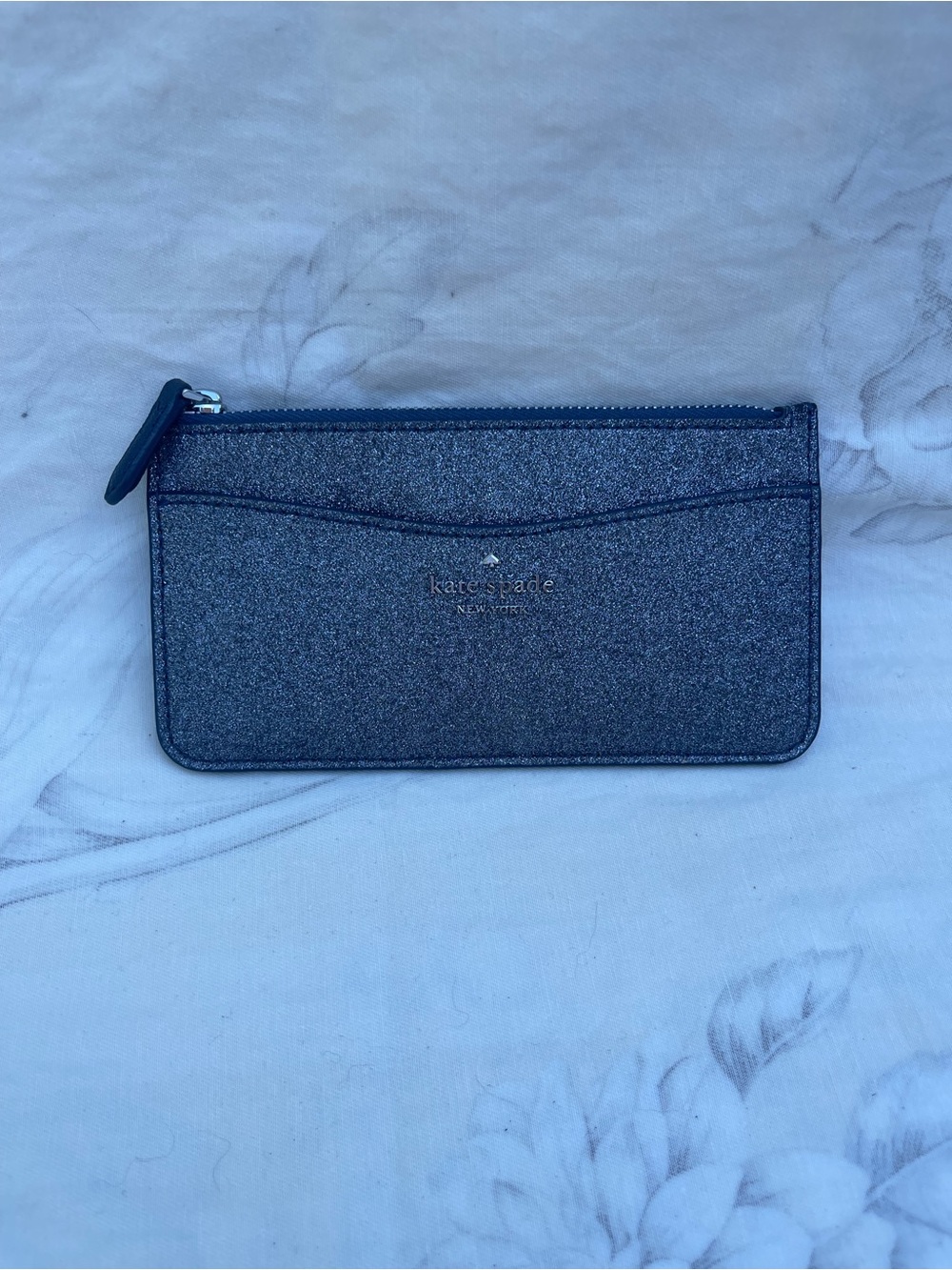 kate spade Glitter Card & Zip Pouch in Dark Gray